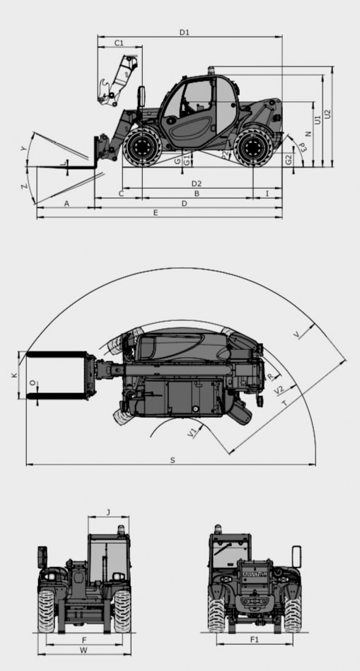 Teleskopstapler 2,50t / 5,85m Maße 