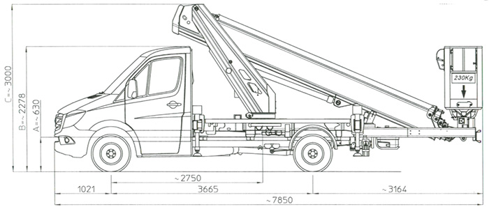 LKW Arbeitsbühne 27m Maße 