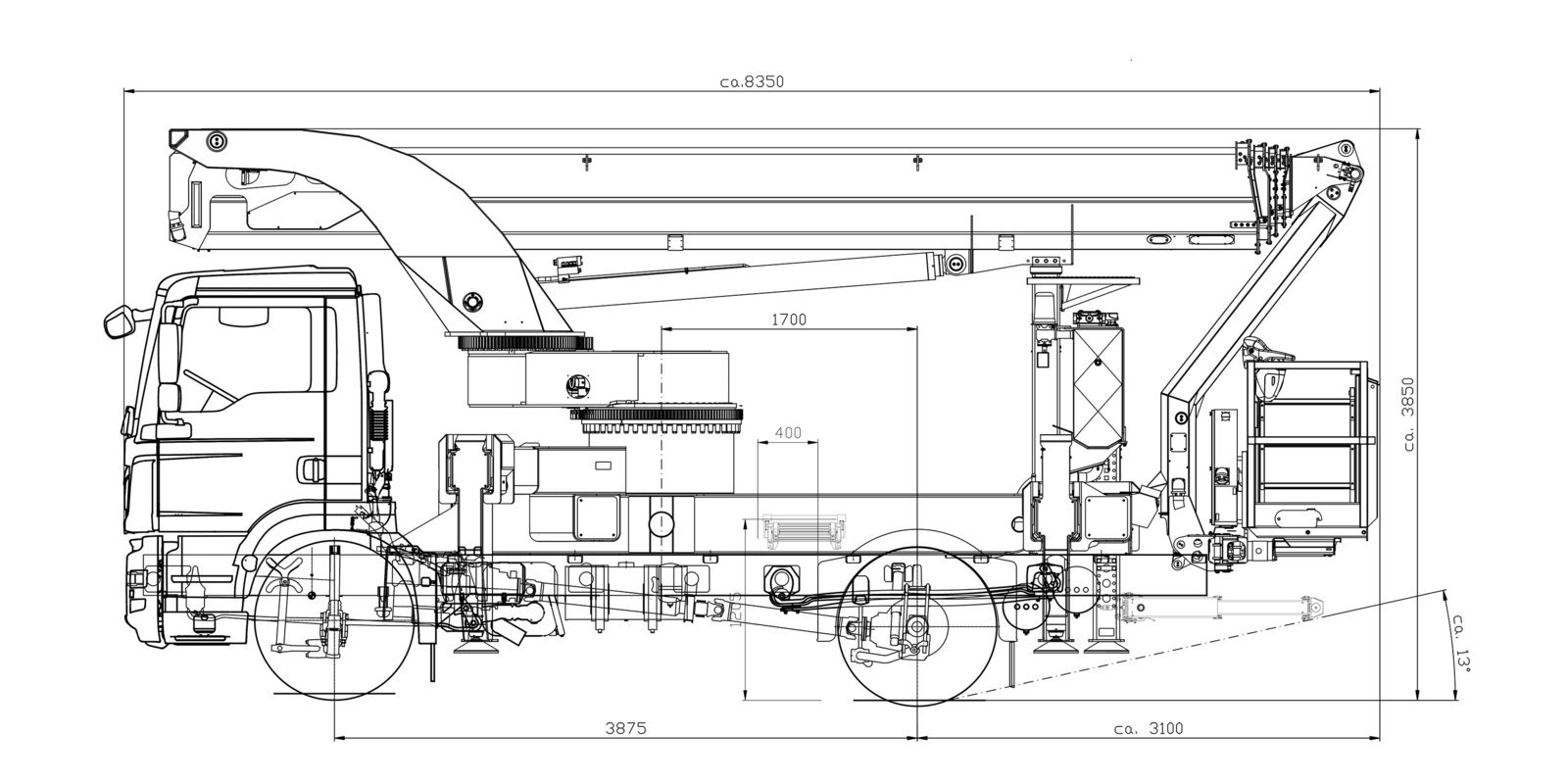 LKW Arbeitsbühne 37m Maße 