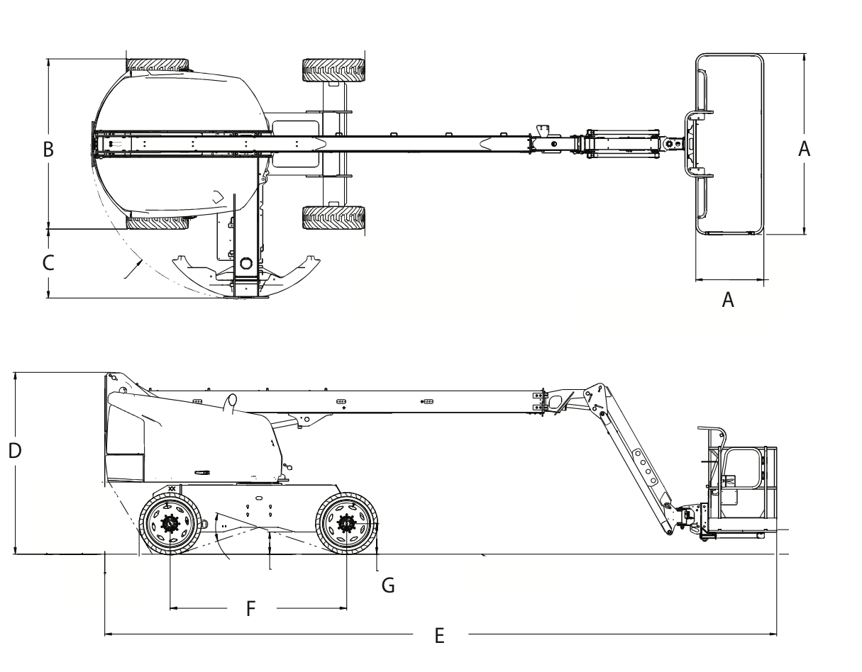 Teleskopbühne 16m 450kg Maße 