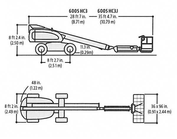 Teleskopbühne 22m 450kg Maße 